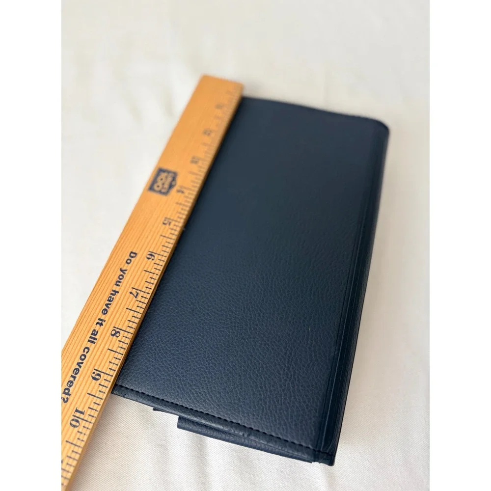 Land Rover Navy Blue Textured Leather Document Holder Long Wallet Embossed Logo